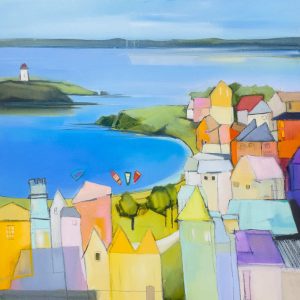 Harbour of Happy Dreams – original oil painting by Sara Paxton, 80x80cm