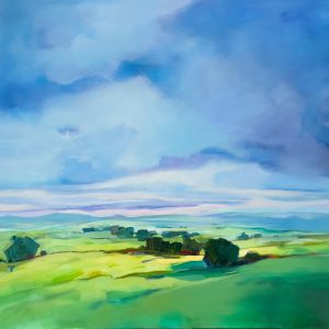 Suspended in Light – original oil painting by Sara Paxton, 106x106cm