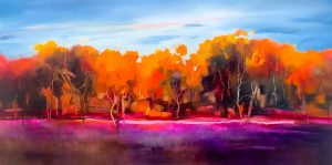 Autumn Glow – original oil painting by Sara Paxton, 152x76cm