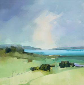 Bay View – original oil painting by Sara Paxton, 106x106cm