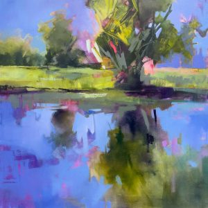 Blue Mirror – original oil painting by Sara Paxton, 106x106cm