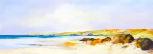 Coastal Sanctuary – original oil painting by Sara Paxton, 160x60cm