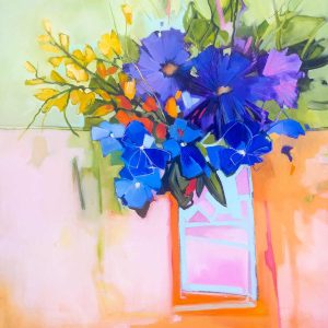 Electric Blom – original oil painting by Sara Paxton, 92x92cm