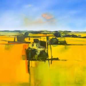 Field Grid – original oil painting by Sara Paxton, 92x92cm