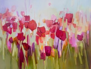 Poppy Passion – original oil painting by Sara Paxton, 90x120cm