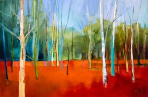 Saplings Rising – original oil painting by Sara Paxton, 150x100cm