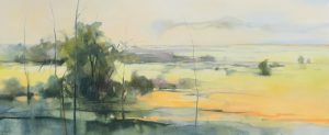 Tranquil Horizon – original oil painting by Sara Paxton, 140x60cm