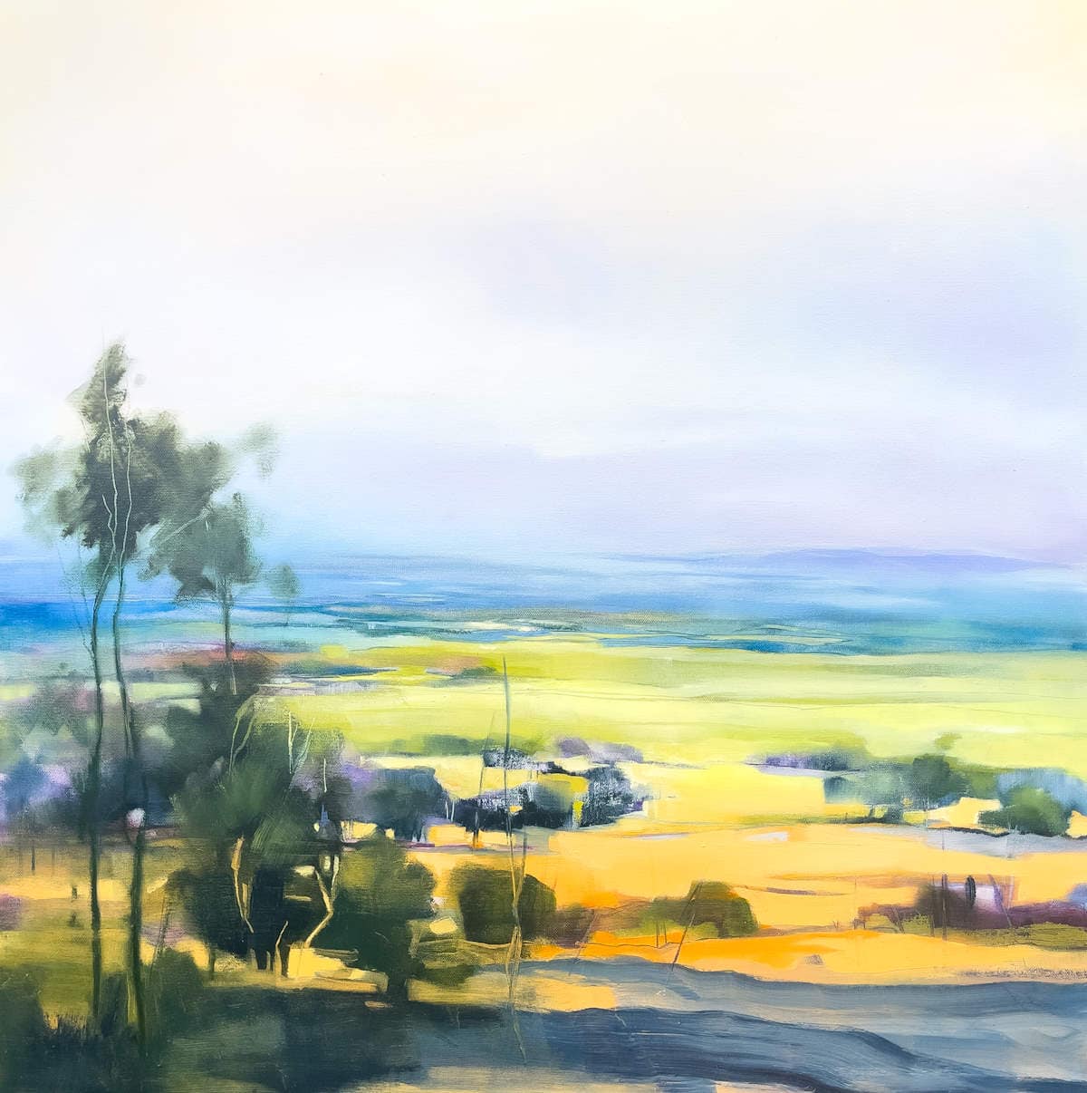 Distant Blue – original oil painting by Sara Paxton, 80x80cm