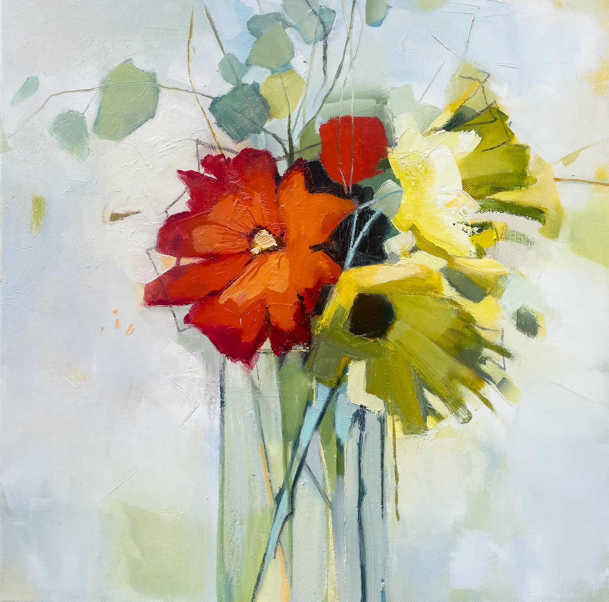 Flower Collective #3 – original oil painting by Sara Paxton, 50x50cm