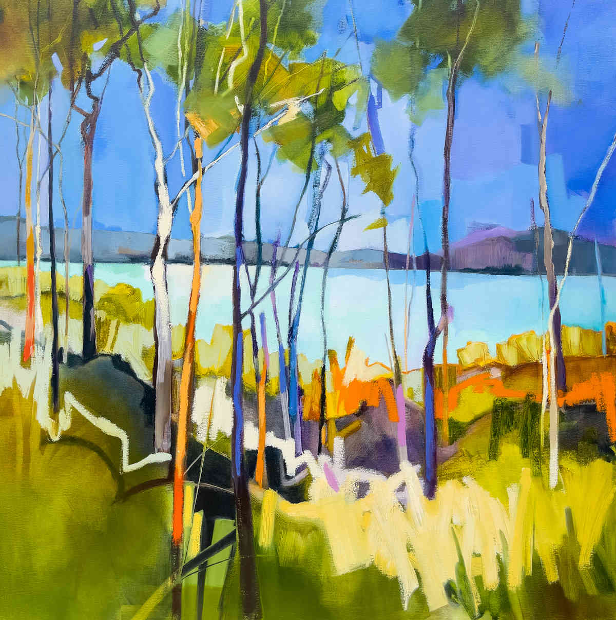 Luminous Blue – original oil painting by Sara Paxton, 92x92cm