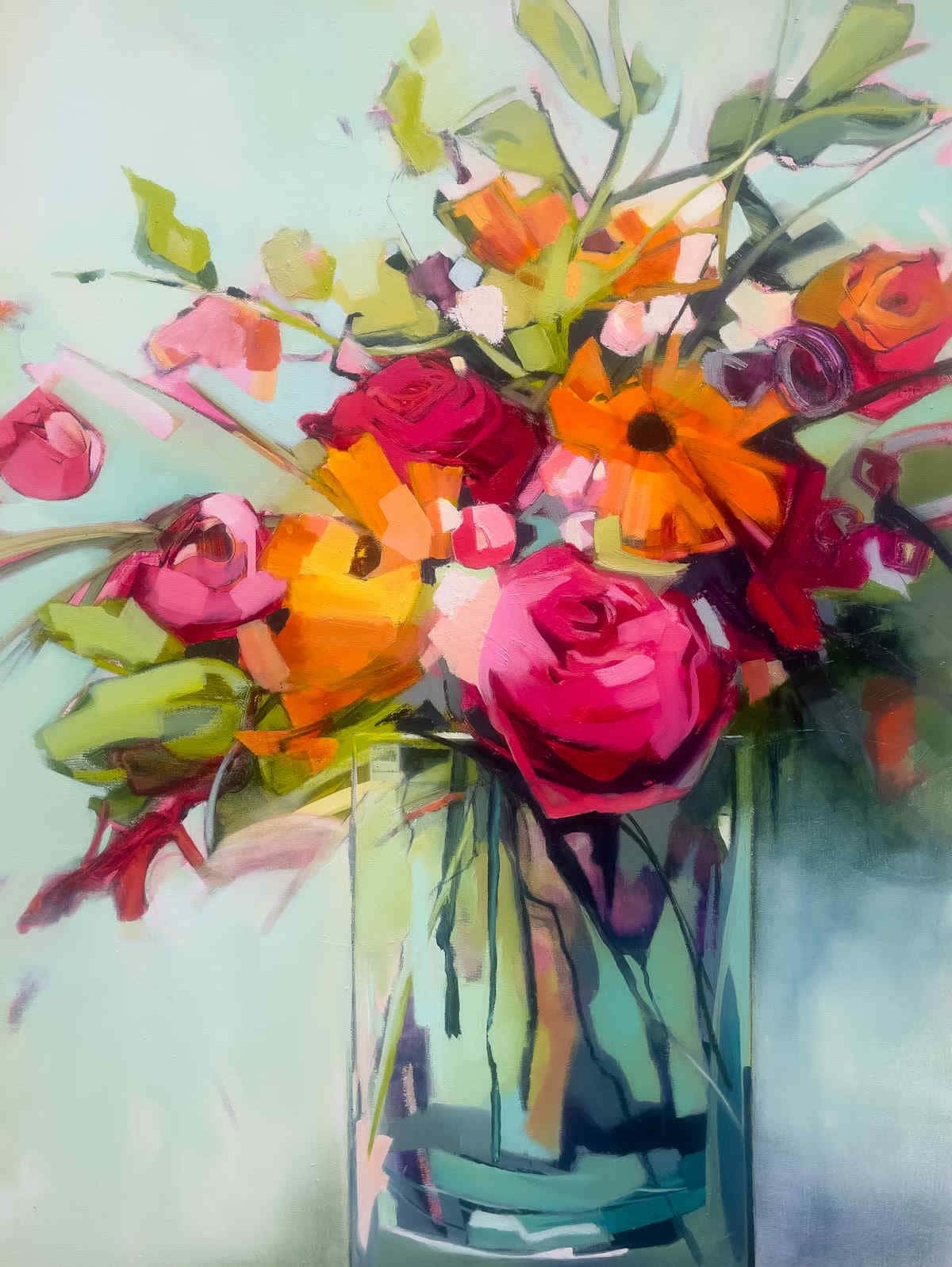 Electric Blom – original oil painting by Sara Paxton, 92x92cm