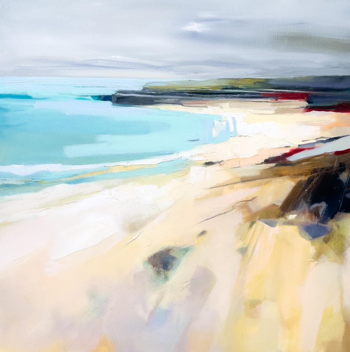 Field Grid – original oil painting by Sara Paxton, 92x92cm